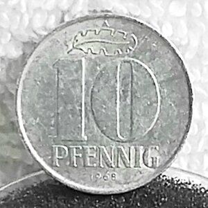 Circulated 1950 German 10 Pfennig Bundes... Coin Made of Brass Clad Steel!!